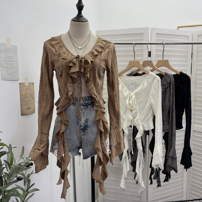 Embroidery Online - ISAROSE Kardigan Gaya Wasteland untuk Wanita