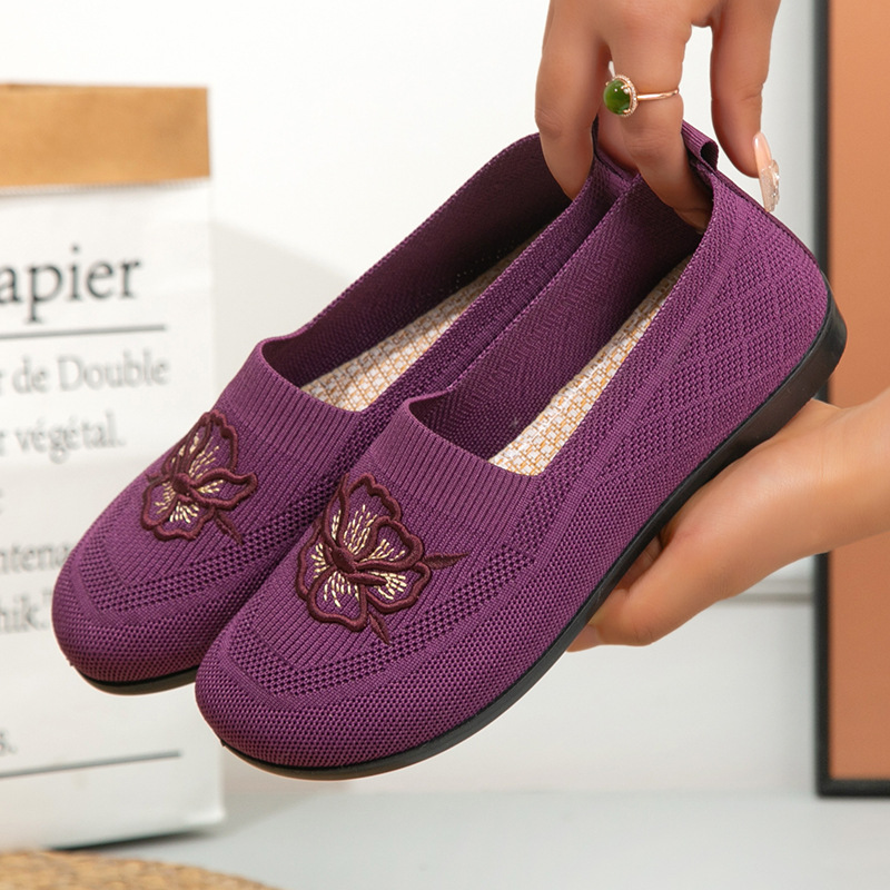 Embroidery Garments - Sepatu Loafer Rajut Wanita, Model Slip-On,
