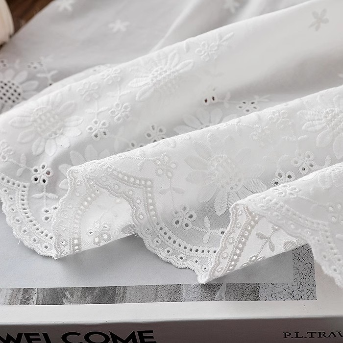 Embroidery Cotton Shirt - Kain katun bunga berongga 1 yard,