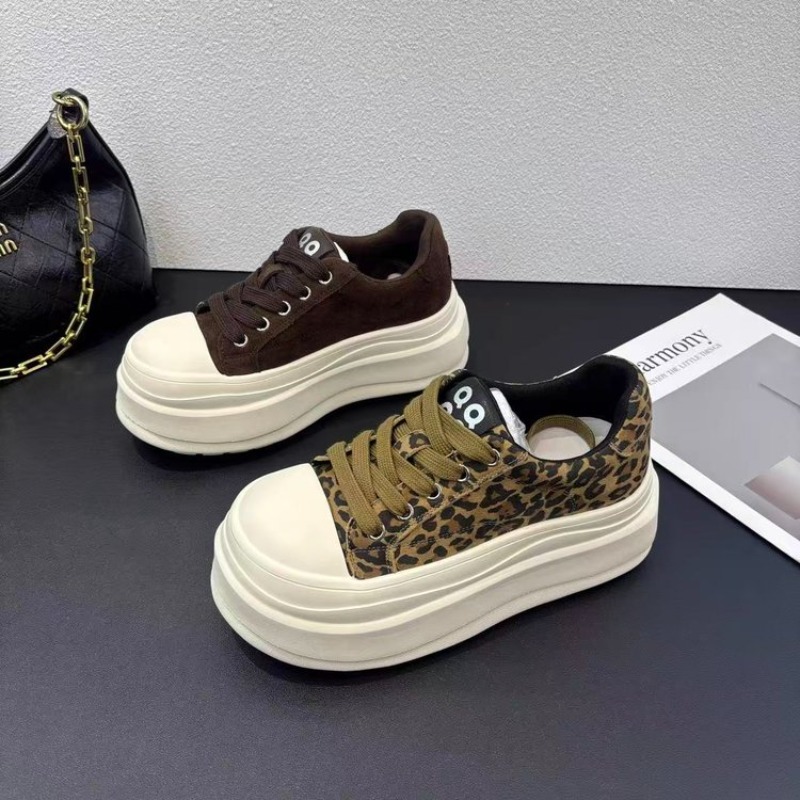 Embroidery Garments - Sepatu Sneakers Platform Motif Leopard untuk