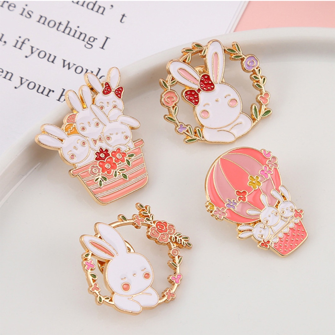 Embroidery Bali - 1 buah bros logam kelinci lucu