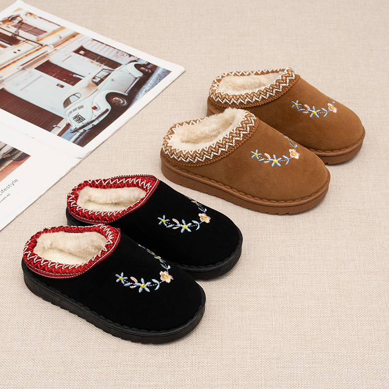 Embroidery Online - Sandal Musim Dingin Bordir Motif Bunga