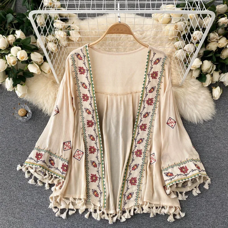 Kaus wanita musim panas, Kaus  - Embroidery Cotton Shirt ulasan dan harga