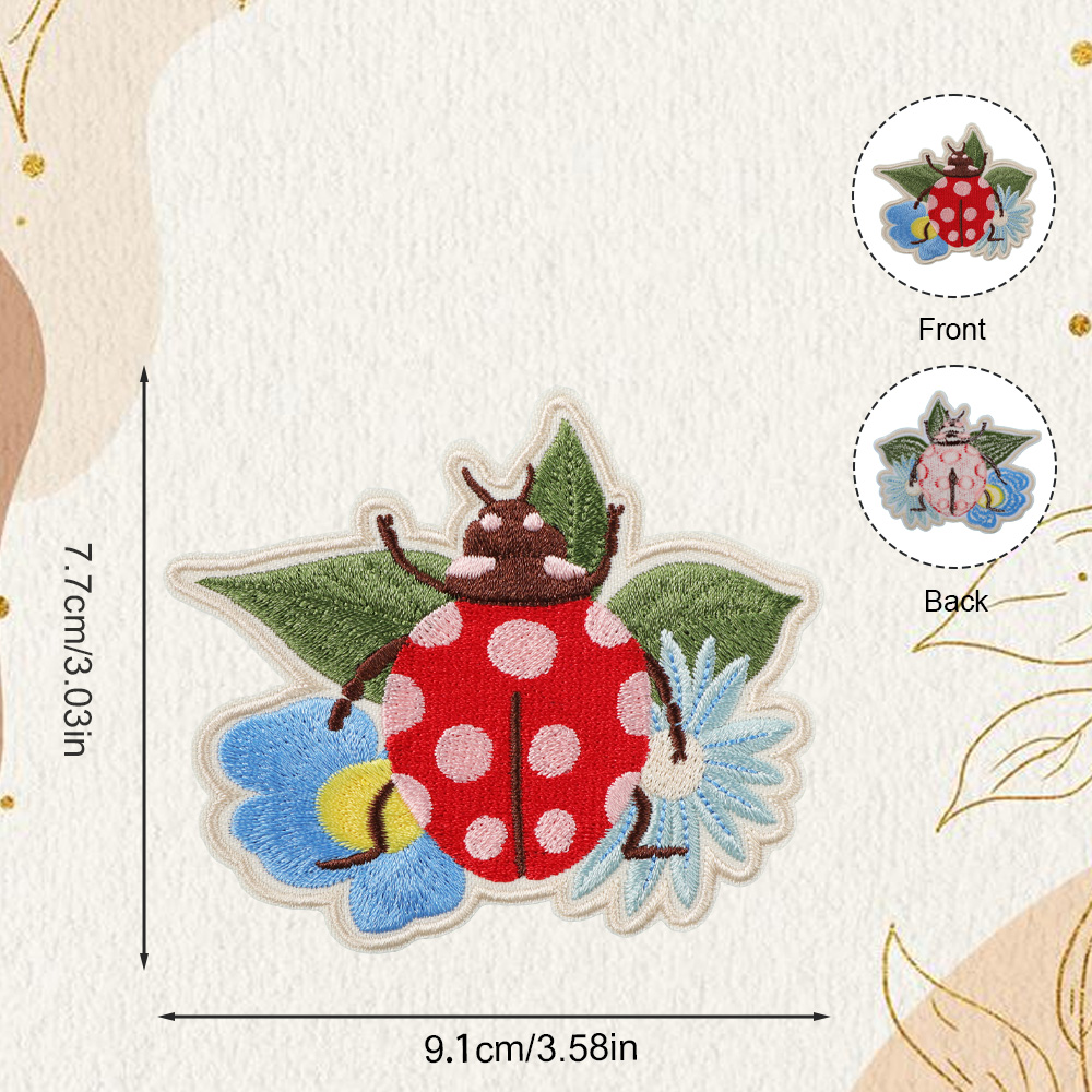 1 buah tempelan bordir motif b - Embroidery Lady Bug ulasan dan harga